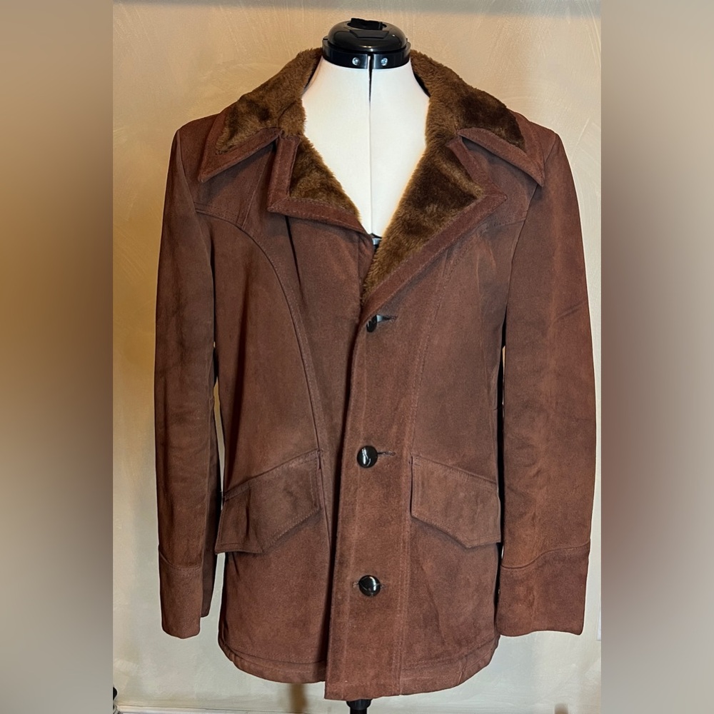 Vintage Men's The Leather Shop Sears Suede Leather Brown Rancher Coat|Size:38REG